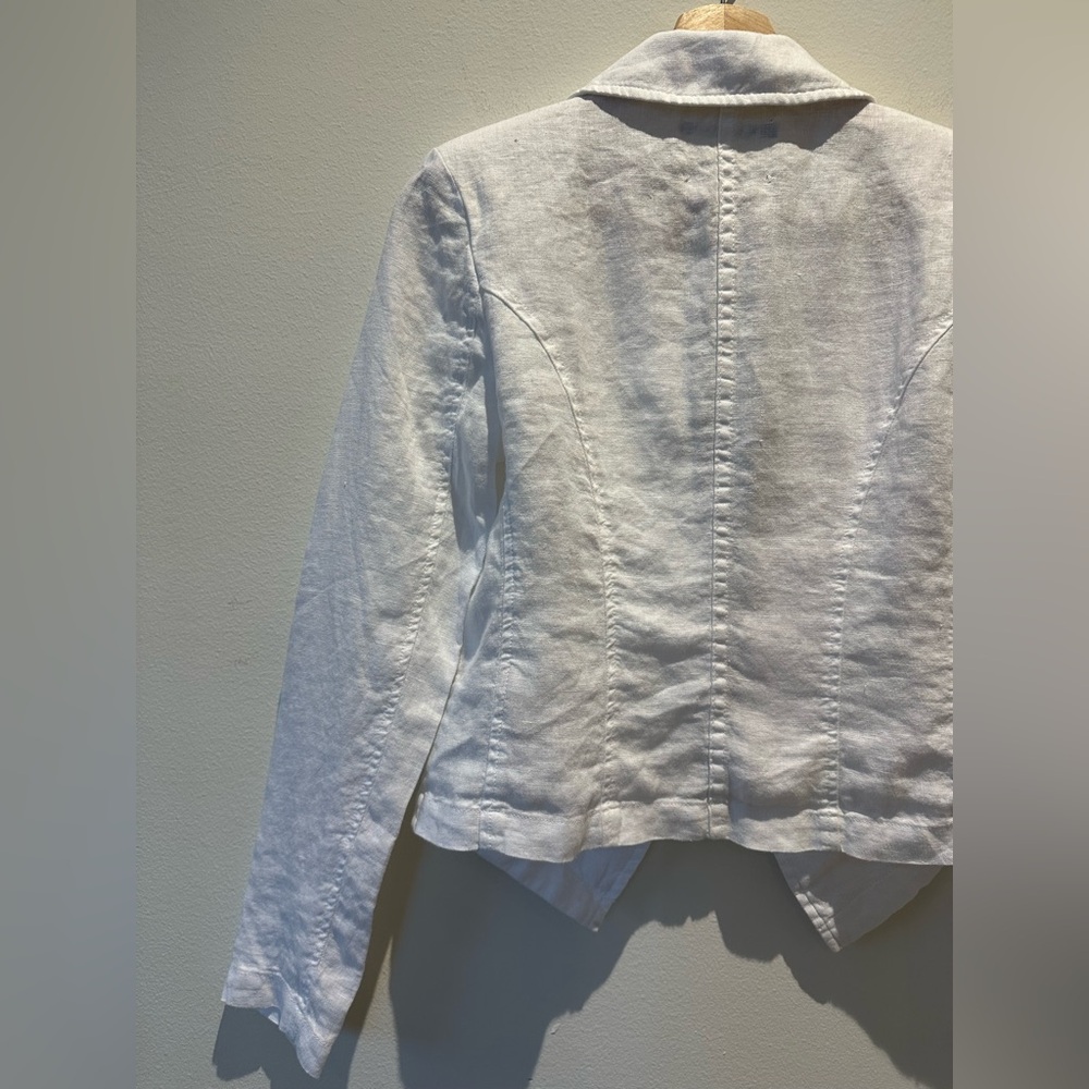 NWT L'AGENCE Women's Wayne Cropped Double-Breasted Linen Blazer White - Picture 5 of 10